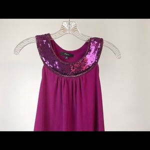 Express purple sequin embellished halter top. Gently used.